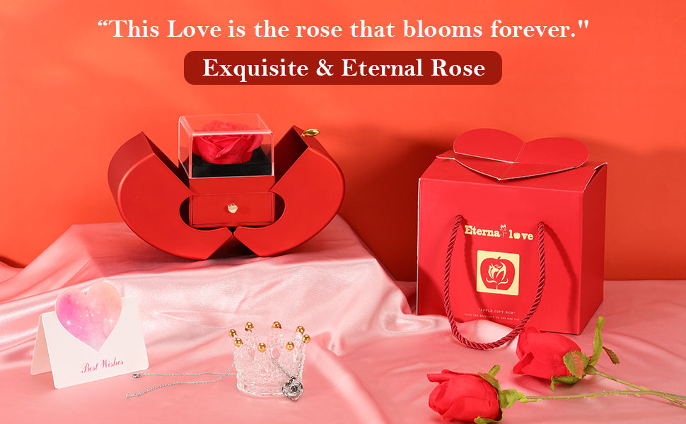 Eternal Rose Flower Lover Necklace Gift
