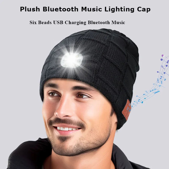 Beanie 3in1 Unisex Wireless Bluetooth Music Hat Outdoor Sports with Light