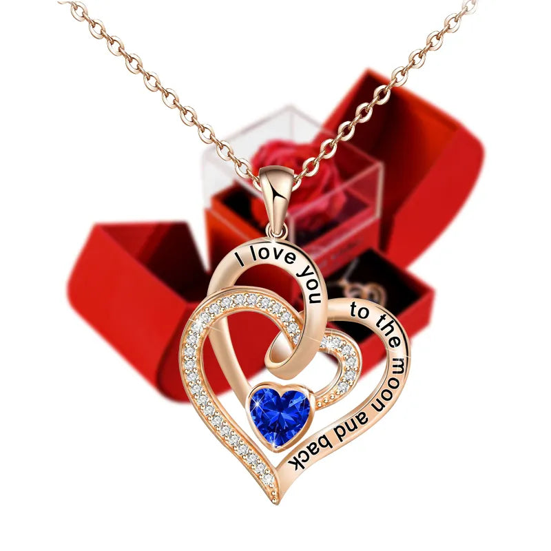 Eternal love Birthstone Heart Necklace Gift